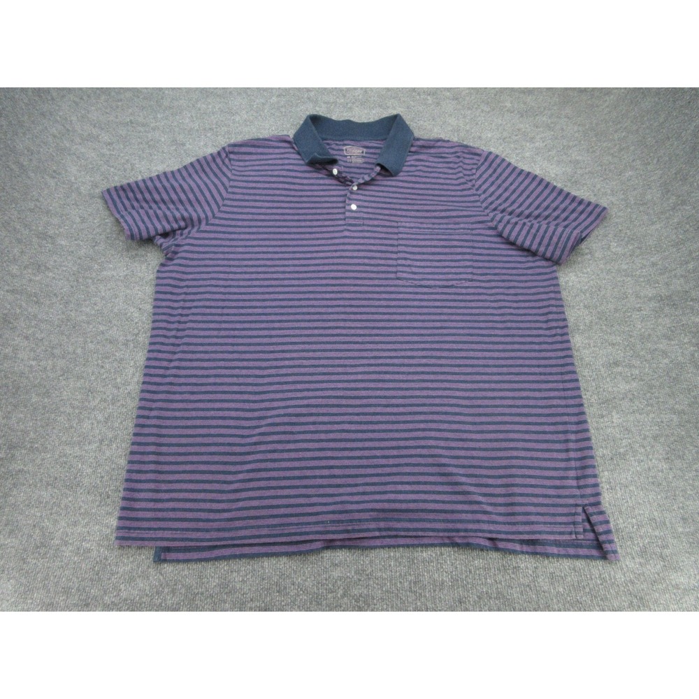 The Foundry Mens Polo Shirt Regular Fit Purple Navy Striped Pocket 3XL